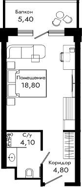 Студия, 27.7 м², 4/8 этаж, ЖК «Курортный отель Алеан Селект Агой»