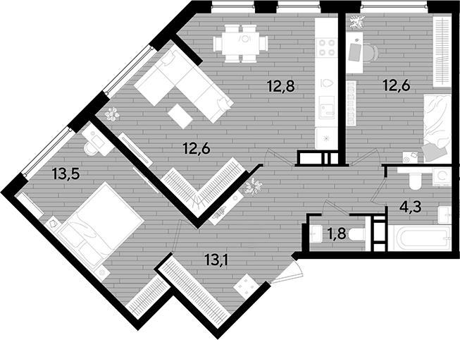 Продается 3-комн. квартира, 70.7 м²