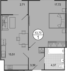 2-комн., 40.99 м², 2/9 этаж, ЖК «Событие»