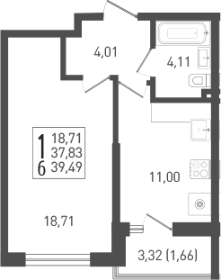 Продается 1-комн. квартира, 38.5 м²