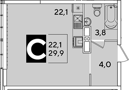 Продается 1-комн. квартира, 29.9 м²