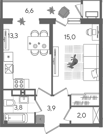 Продается 1-комн. квартира, 38 м²