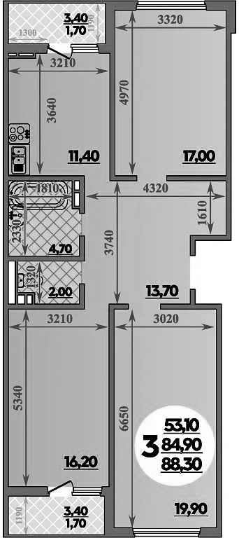 Продается 3-комн. квартира, 84.9 м²