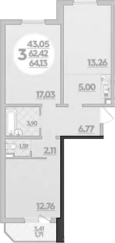 Продается 3-комн. квартира, 62.42 м²