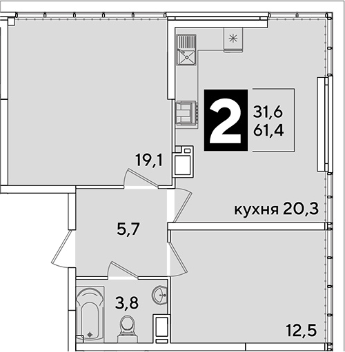 Продается 3-комн. квартира, 61.4 м²