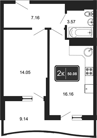 1-комн., 40.93 м², 3/8 этаж, ЖК «Гостиничный комплекс Marine Garden 4»