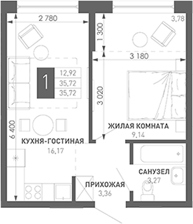 Продается 1-комн. квартира, 37.69 м²