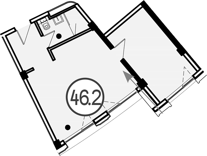 Объект, 46.2 м², 2/4 этаж, ЖК «Гостиничный комплекс GRAND CASCADE»