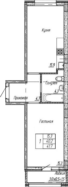 1-комн., 40.2 м², 2/18 этаж, ЖК «Архитектор. ГК ЮгСтройИнвест»