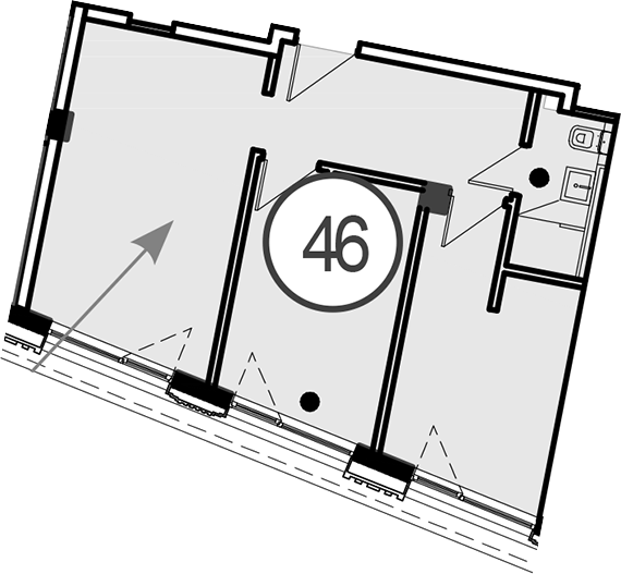 Объект, 46 м², 3/3 этаж, ЖК «Гостиничный комплекс GRAND CASCADE»