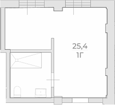 Объект, 25.4 м², 2/3 этаж, ЖК «Комплекс Luciano»