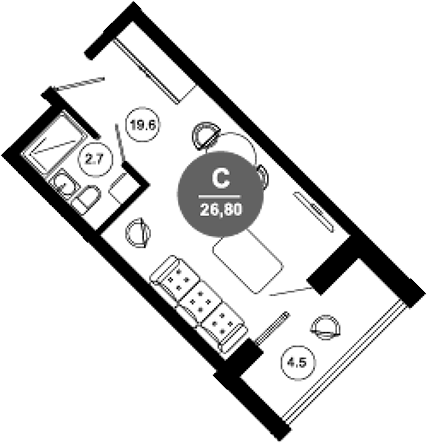 Студия, 22.3 м², 10/10 этаж, ЖК «Гостиничный комплекс GREENMONT»