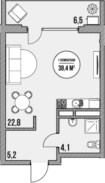 Студия, 31.9 м², 2/4 этаж, ЖК «МореТут»