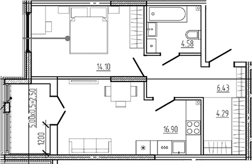 Продается 2-комн. квартира, 46.3 м²