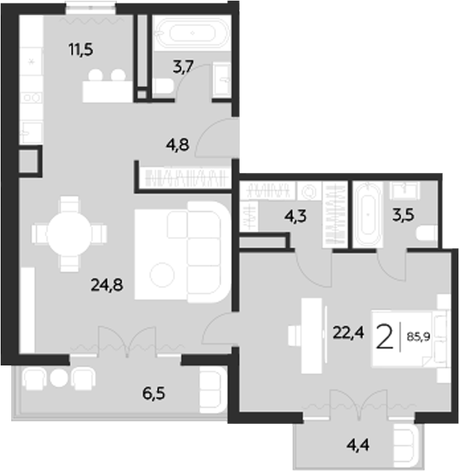 2-комн. LeePrime Residences Polyana Sochi
