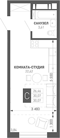 Продается 1-комн. квартира, 31.9 м²