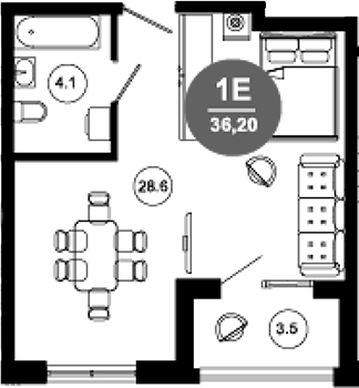 Студия, 32.7 м², 3/10 этаж, ЖК «Гостиничный комплекс GREENMONT»