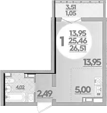 Студия, 25.46 м², 11/16 этаж, ЖК «Город у моря»