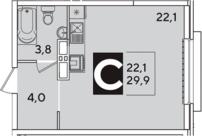 Продается 1-комн. квартира, 29.9 м²