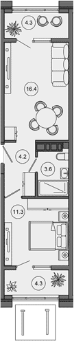 2-комн., 35.5 м², 2/10 этаж, ЖК «Гостиничный комплекс GREENMONT»
