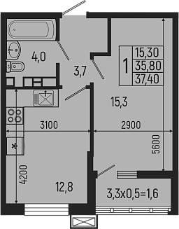 Продается 1-комн. квартира, 35.8 м²