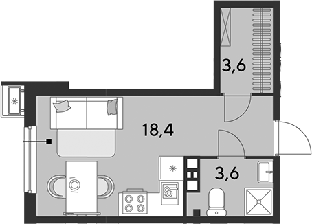 Студия, 25.6 м², 8/9 этаж, ЖК «Парк Победы»