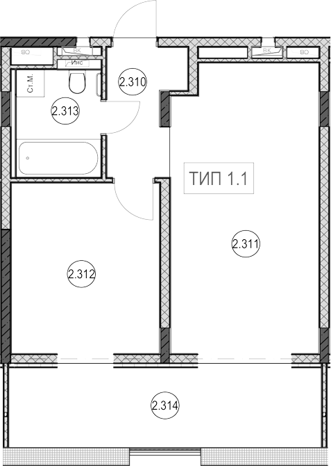 Продается 1-комн. квартира, 40.7 м²