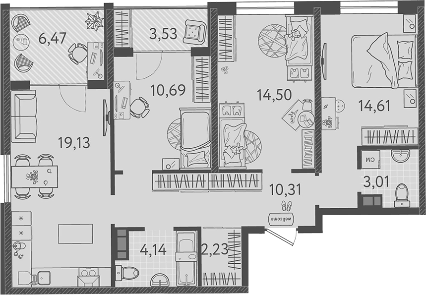 4+ комнаты, 76.99 м², 4/9 этаж, ЖК «Друзья»