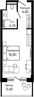 Студия, 27.7 м², 6/8 этаж, ЖК «Курортный отель Алеан Селект Агой»