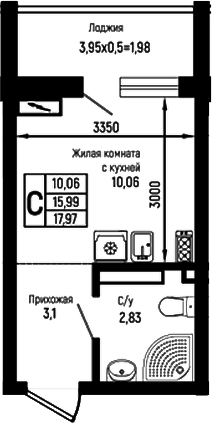 Студия, 15.99 м², 9/18 этаж, ЖК «Ботаника Хиллс»