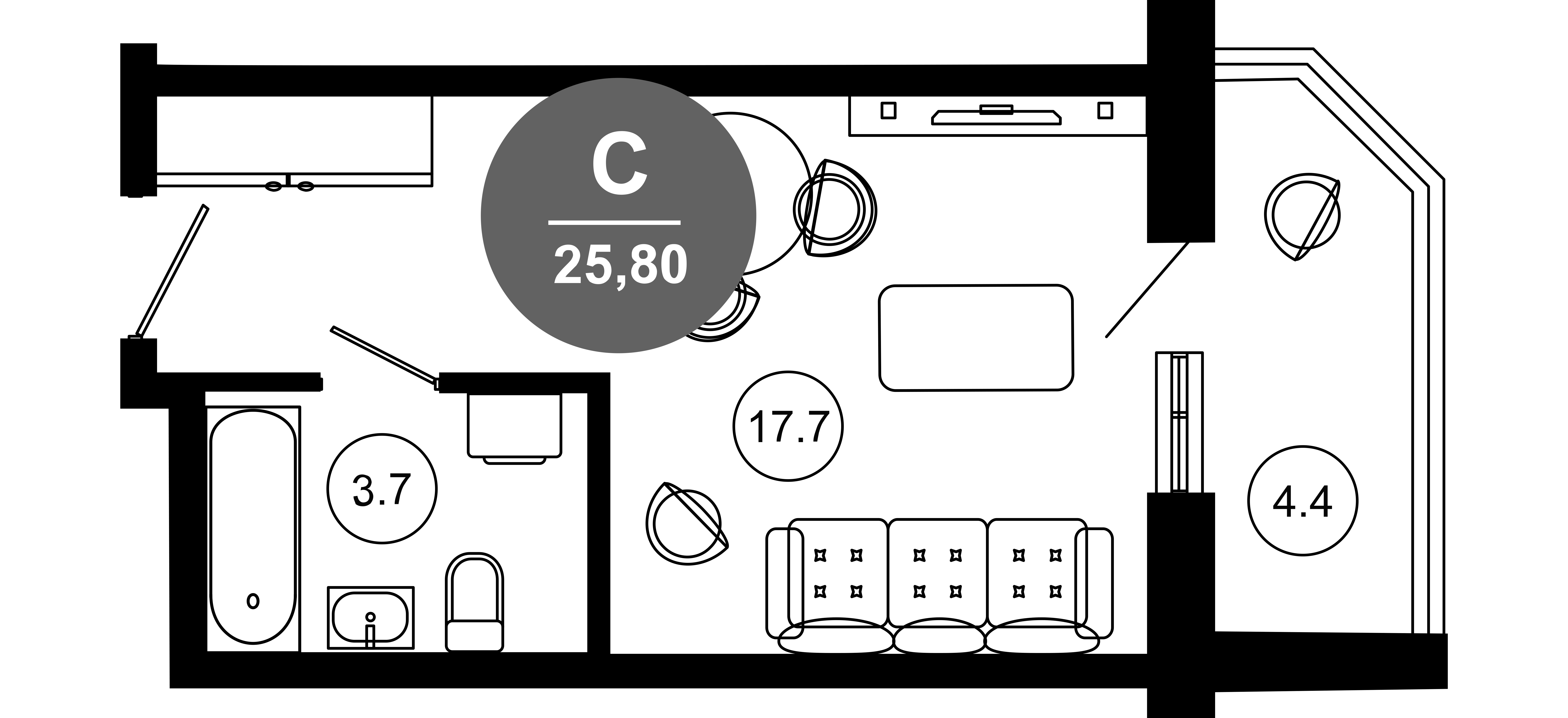Студия, 21.4 м², 8/10 этаж, ЖК «Гостиничный комплекс GREENMONT»