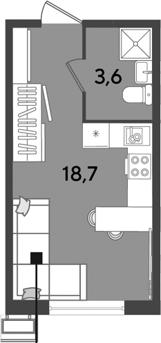 Продается 1-комн. квартира, 22.3 м²