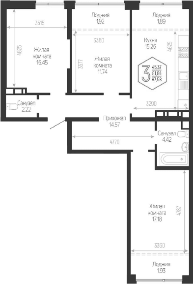 3-комн. Гарантия PRIME