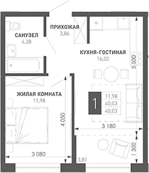 Продается 1-комн. квартира, 42.2 м²