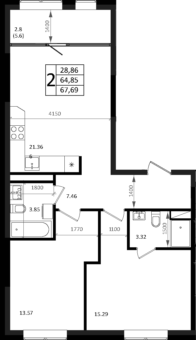 Продается 3-комн. квартира, 55.08 м²