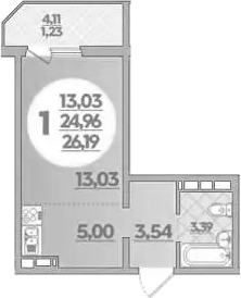 Продается 1-комн. квартира, 24.96 м²