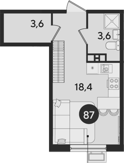 Студия, 25.6 м², 9/9 этаж, ЖК «Парк Победы»