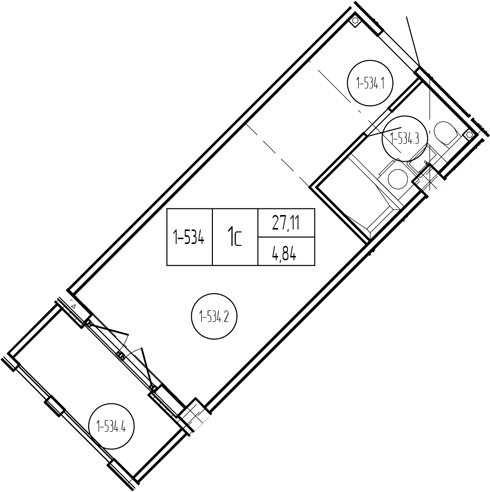 Продается 1-комн. квартира, 27.11 м²