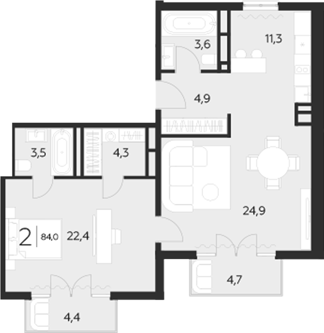 2-комн. LeePrime Residences Polyana Sochi