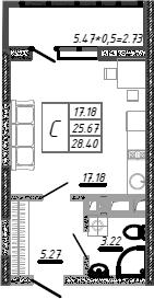 Студия, 25.67 м², 16/18 этаж, ЖК «Родные Просторы»