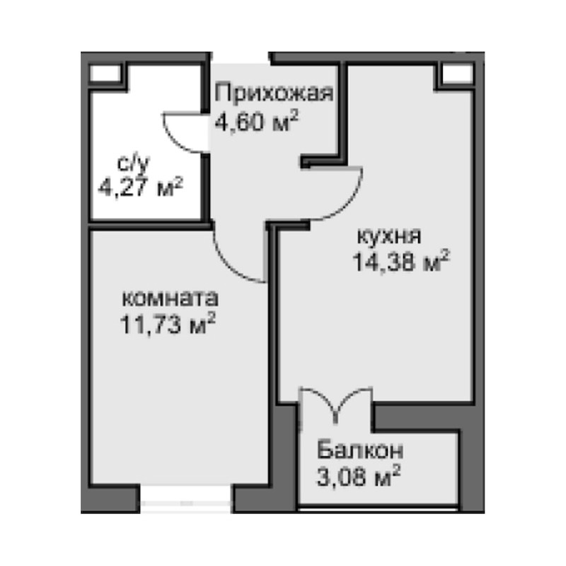 Продается 1-комн. квартира, 32.79 м²