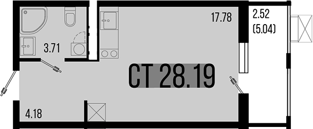 Студия, 25.67 м², 4/8 этаж, ЖК «Цветной бульвар»