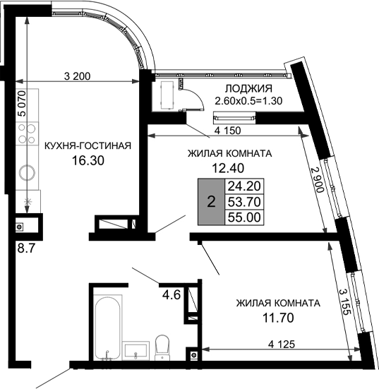 3-комн. Фонтаны