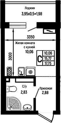 Студия, 15.77 м², 12/18 этаж, ЖК «Ботаника Хиллс»