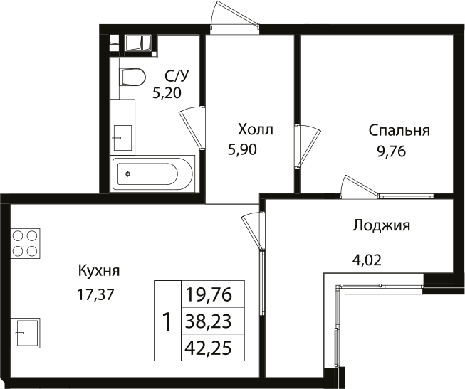 2-комн., 37.8 м², 12/18 этаж, ЖК «Патрики»