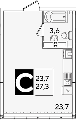 Продается 1-комн. квартира, 27.3 м²