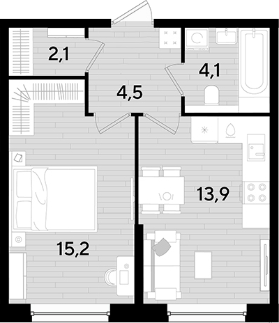 Продается 1-комн. квартира, 39.8 м²