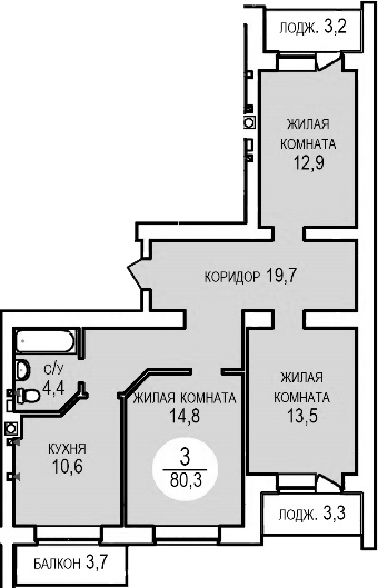 3-комн. Кубанская усадьба. ООО СЗ Кубанская усадьба