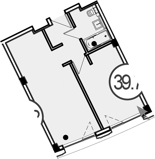 Объект, 39.7 м², 2/4 этаж, ЖК «Гостиничный комплекс GRAND CASCADE»
