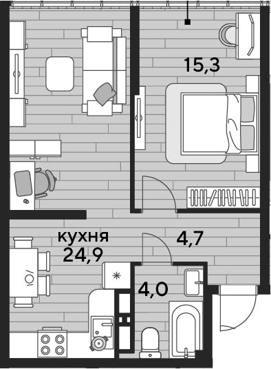Продается 1-комн. квартира, 48.9 м²